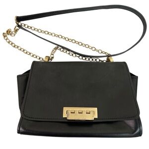 Zac Posen Eartha Folded Gusset Shoulder Bag Black Chain Crossbody